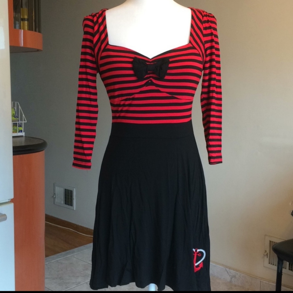 Sourpuss Red and Black Striped Dress